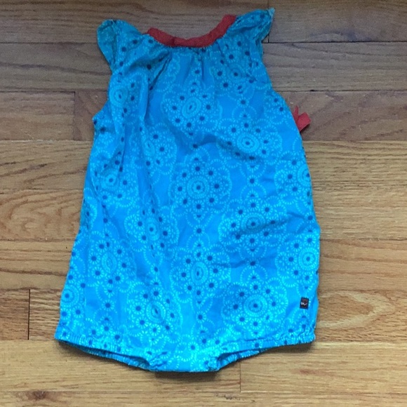 Tea Collection Floral Cotton Wrap Neck Flutter Sleeve Romper 3-6 months - Picture 6 of 7